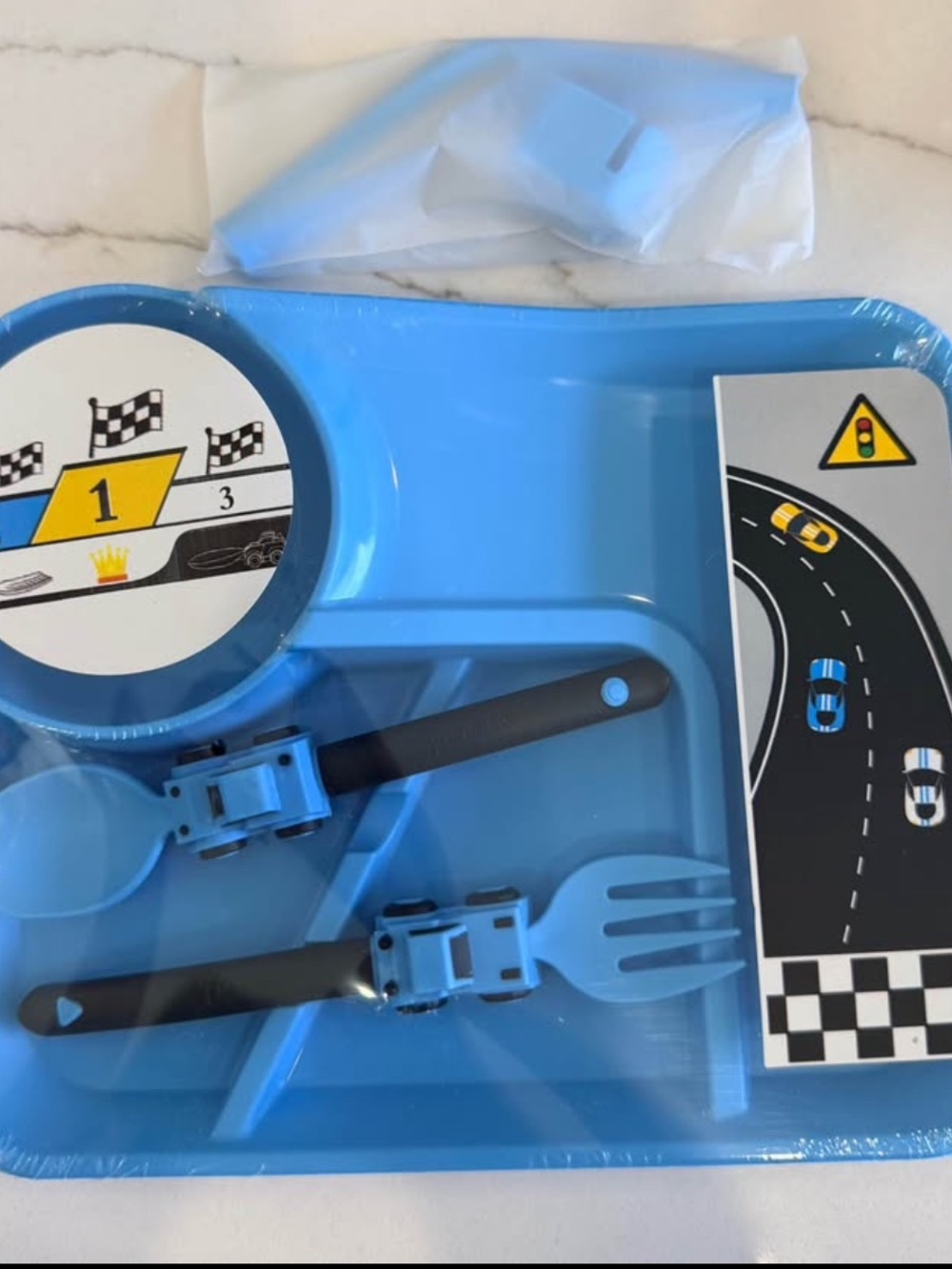 Kids Blue Race Car Mealtime Set